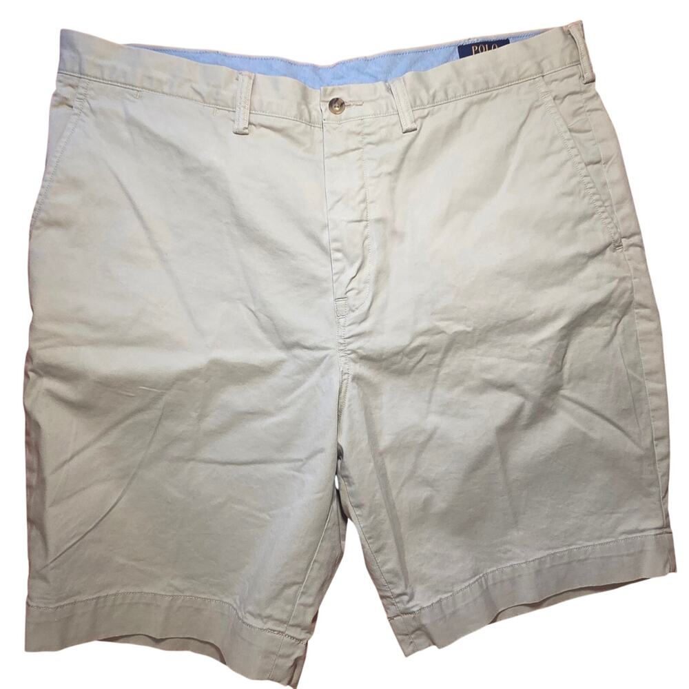 Polo Ralph Lauren Men's Chino Shorts Sz 38, 8.5" length Tan Khaki 100% Cotton